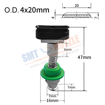 Juki Vacuum Silicone Nozzle with 4x20mm Oval Vacuum Pad