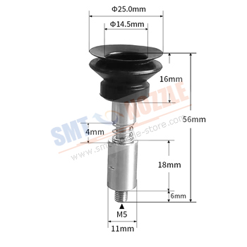 Strong Manipulator Vacuum Silicone Nozzle with Single Bellows Pad (&oslash;25.0mm)
